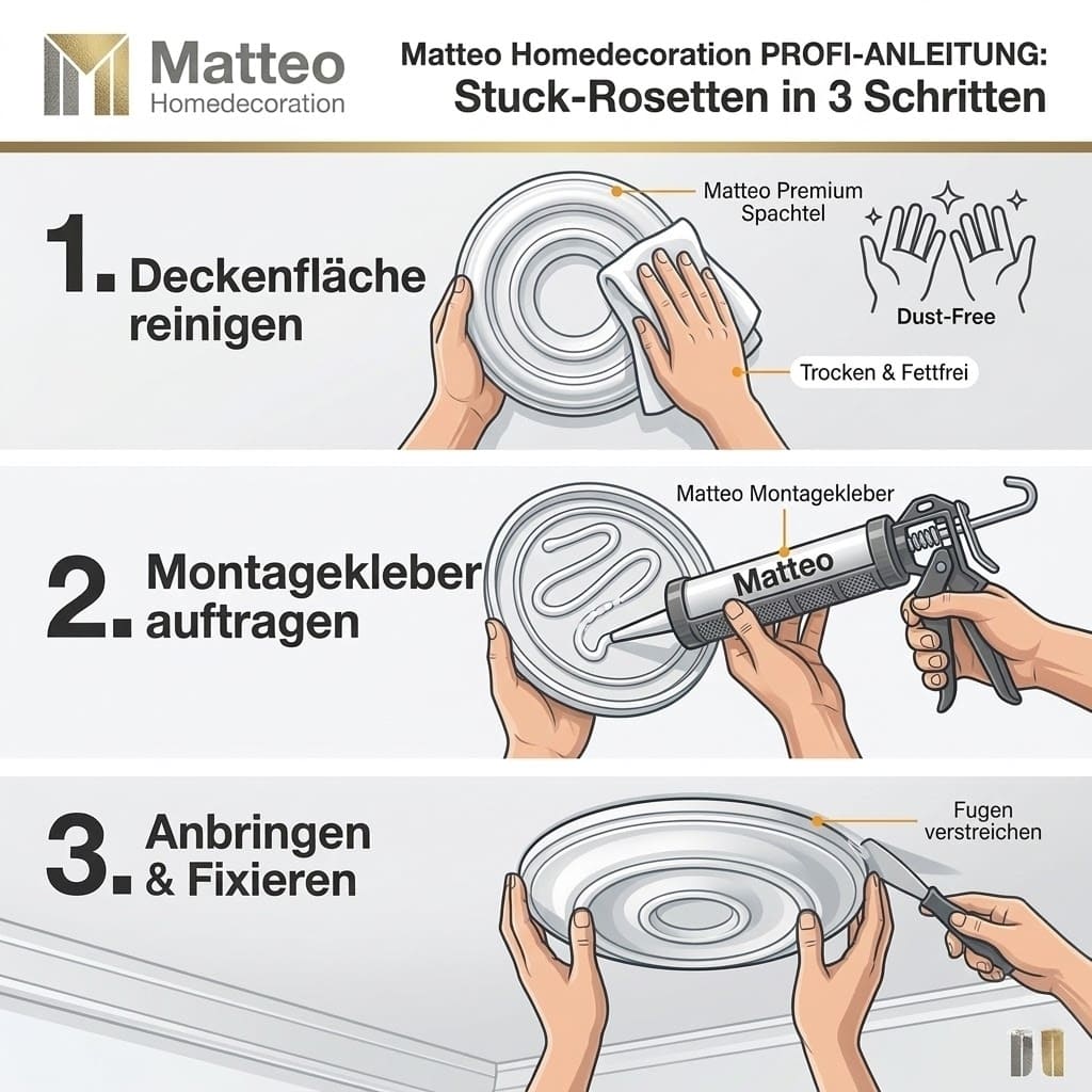 Deckenrosetten Montage skintec gips optik Matteo Homedecoration