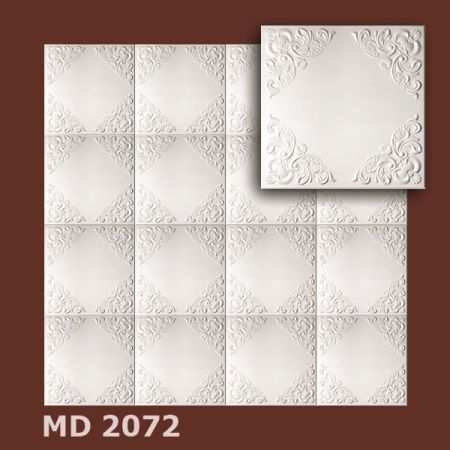 Deckenplatte MD 2072 Polystyrol 50x50 cm weiß 3D-Struktur Frontansicht