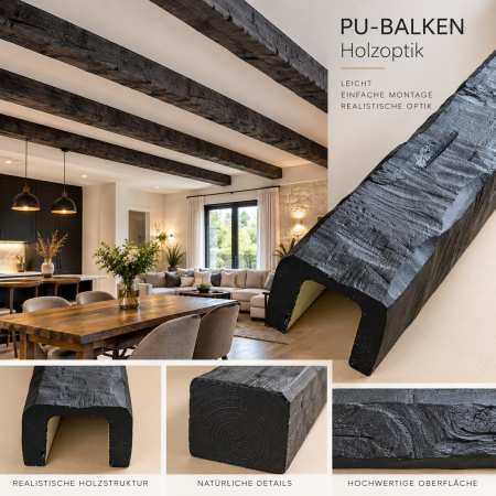 Preview: PU-Balken Holzoptik MB-2 Deckenbalken Holzimitat Matteo Homedecoration