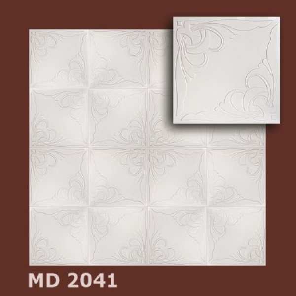 Deckenplatte MD 2041 Styropor Polystyrol 50x50 cm weiß strukturierte Optik Frontansicht