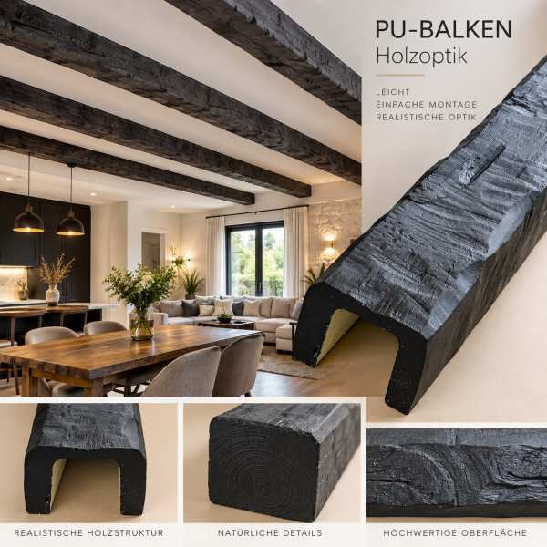 PU-Balken Holzoptik MB-2 Deckenbalken Holzimitat Matteo Homedecoration