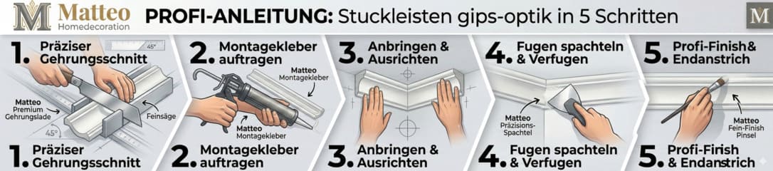 Stuckleisten Montageanleitung skintec Montagekleber Matteo Homedecoration